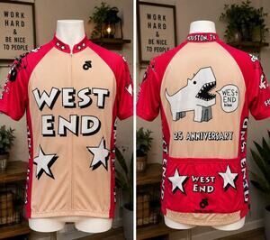 West End Bikes Cycling Shirt Men's 2XL Houston TX 25th Anniversary Full Zip
